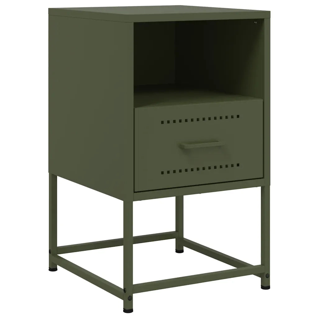 Comodini 2 pz-Set di 2 Tavolino da notte Verde Oliva 36x39x60,5 cm in Acciaio 162607