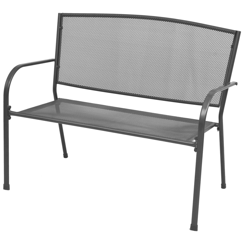 Panca da giardino mobili da esterno terrazza 108 x 60 x 88 cm acciaio e rete antracite 02_0011151