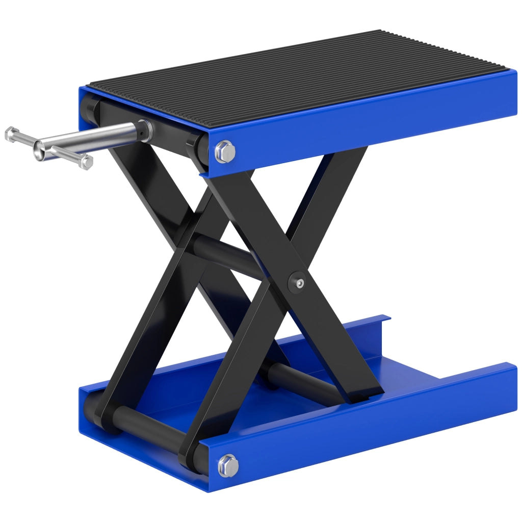 Cavalletto Alzamoto Pieghevole e Antiscivolo in Acciaio e Gomma, 48x22.5x10-37 cm, Blu e Nero