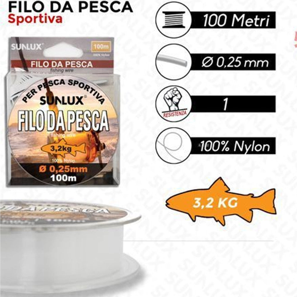 Trade Shop - Rotolo Lenza Filo Da Pesca Bobina Da 100 Metri Diam 0,25mm Resistente In Nylon -