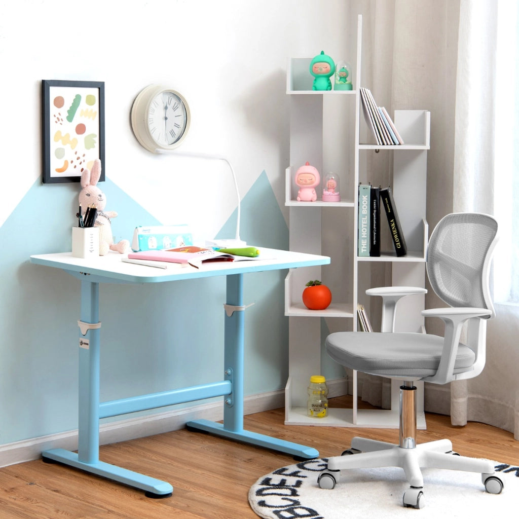 Sedia per scrivania per bambini con altezza regolabile, Sedile girevole a rete Grigio
