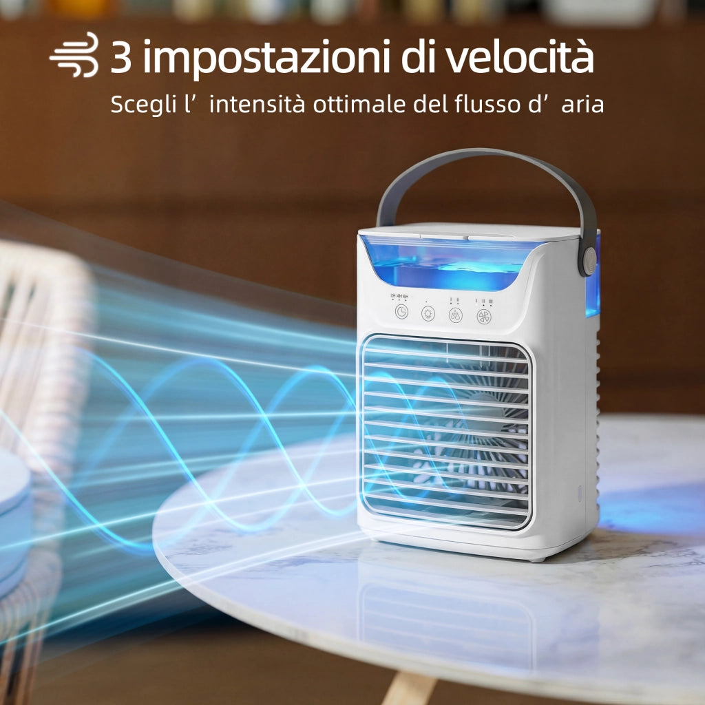 Ventilatore da Tavolo con 3 Velocità Luce RGB Funzione Nebulizzazione in ABS e PP Bianco