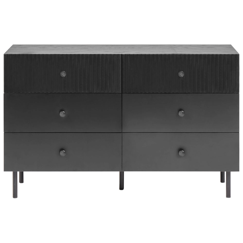 Cassettiera a 6 cassetti in truciolato nero MDF Moderna unità di archiviazione Soggiorno Camera da letto