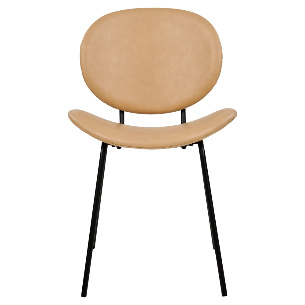 Set di 2 sedie da pranzo Beige  Sabbia con gambe senza braccioli Finta pelle PU Gambe in ferro nero Design contemporaneo e retrò Sedute per la sala da pranzo