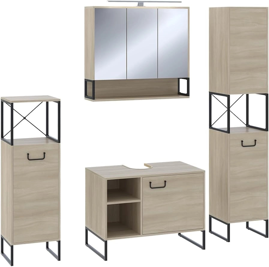 Mobile midi Vionna, Quercia/nero, 36 x 116.5 cm, con ripiano interno regolabile in altezza per un utilizzo flessibile