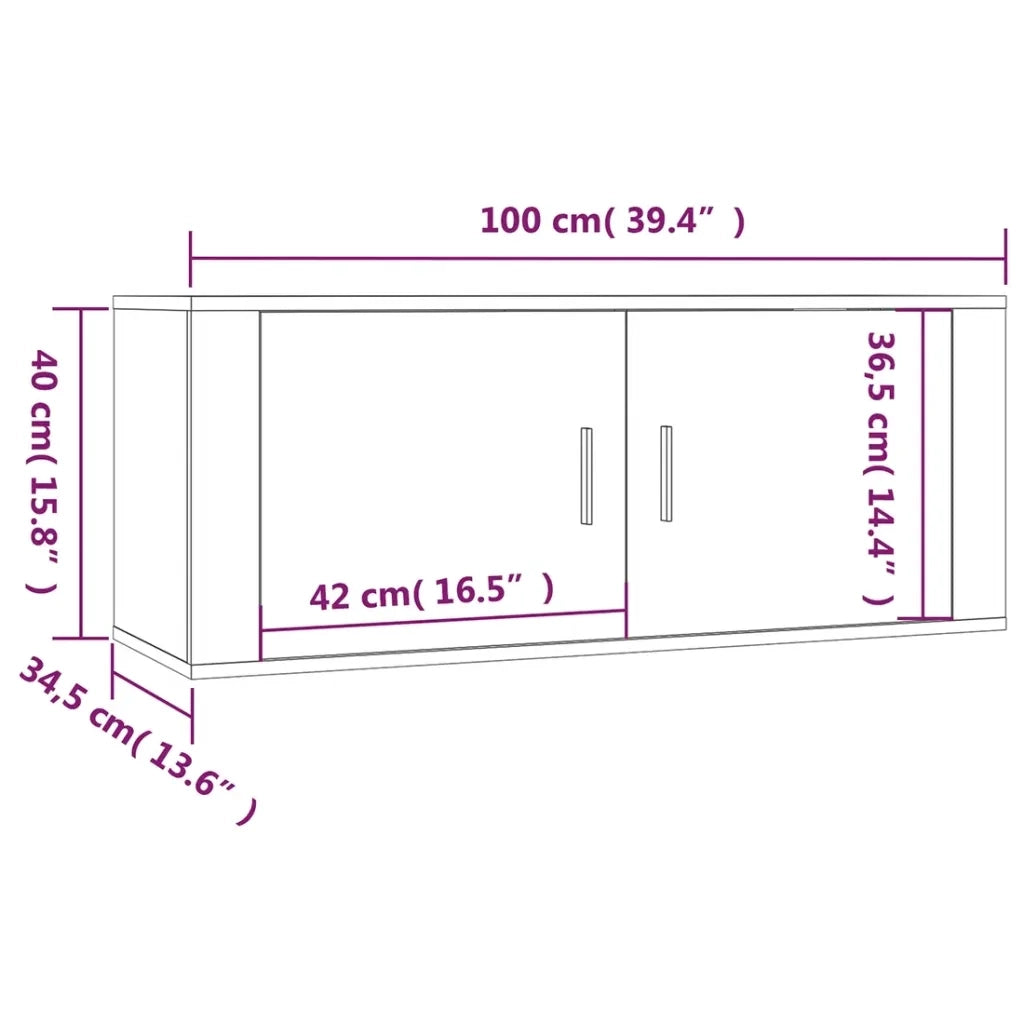 Mobili Porta TV a Parete 3 pz-Credenza per TV Rovere Fumo 100x34,5x40 cm