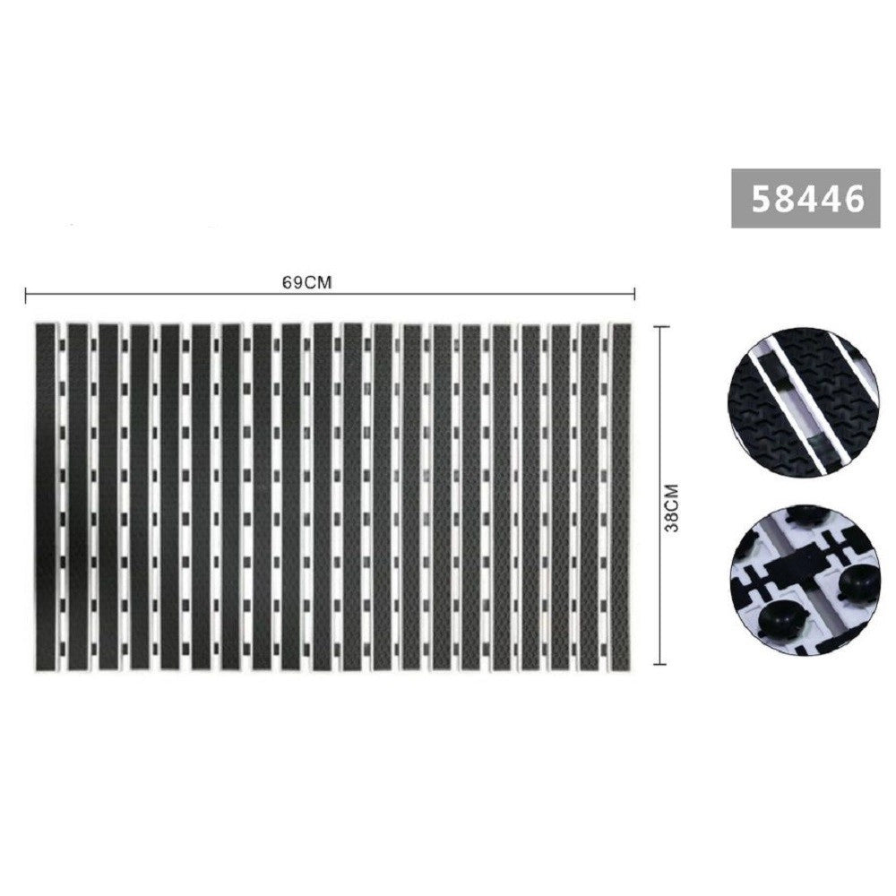 Trade Shop - Tappeto Doccia Antiscivolo 69x38cm Tappetino Vasca Bagno Rettangolare Nero 58446 -