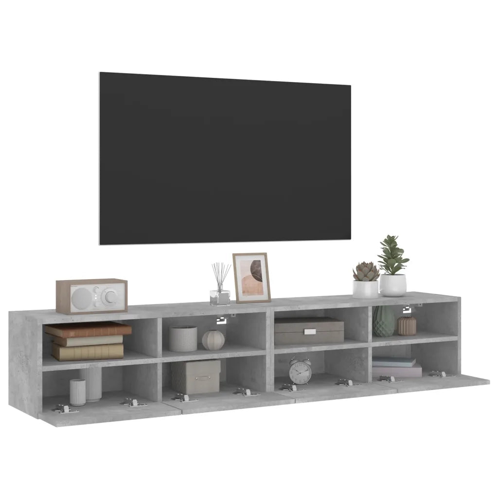 Mobili TV Muro 2pz-Credenza TV-Console TV Grigio Cemento 80x30x30 cm Legno Multistrato