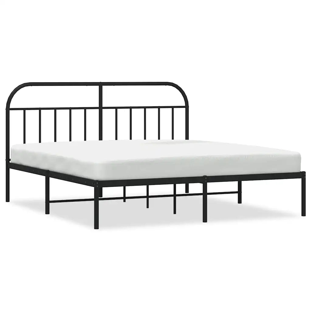Giroletto con Testiera-Struttura Letto con testiera in Metallo Nero 180x200 cm 405978