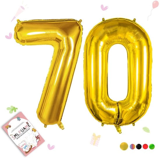 Balloon numerici in oro, 70 pezzi, 101 cm, numeri 0-9, per decorazioni di compleanno e festa di matrimonio.