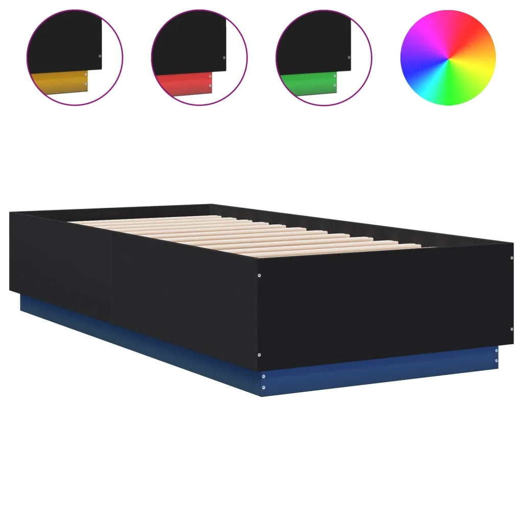 Giroletto con Luci LED Nero 90x200 cm in Legno Multistrato 3209633