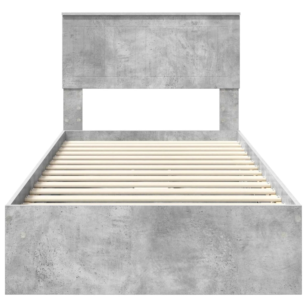 Letto con Contenitore con testiera Grigio cemento 90 x 190 cm