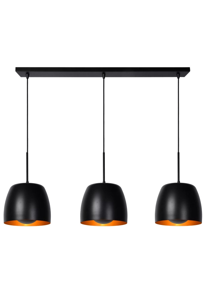 Lampada a sospensione nera/oro Nolan 3xE27 40W Lucide