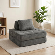 POLTRONA LETTO 2 in 1 senza struttura, schiuma 38 cm, Chenille Grigia