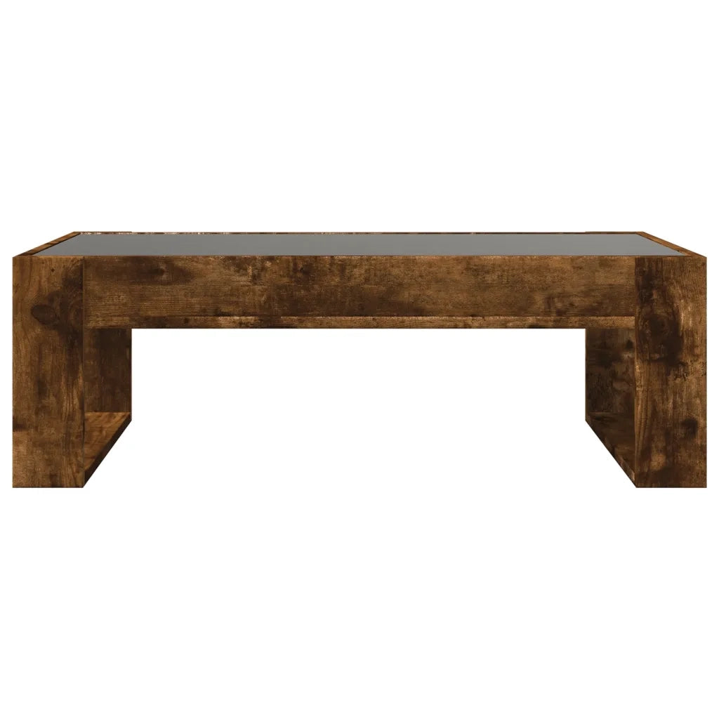 Tavolino da Salotto con LED Infinity Rovere Fumo 90x53x30 cm