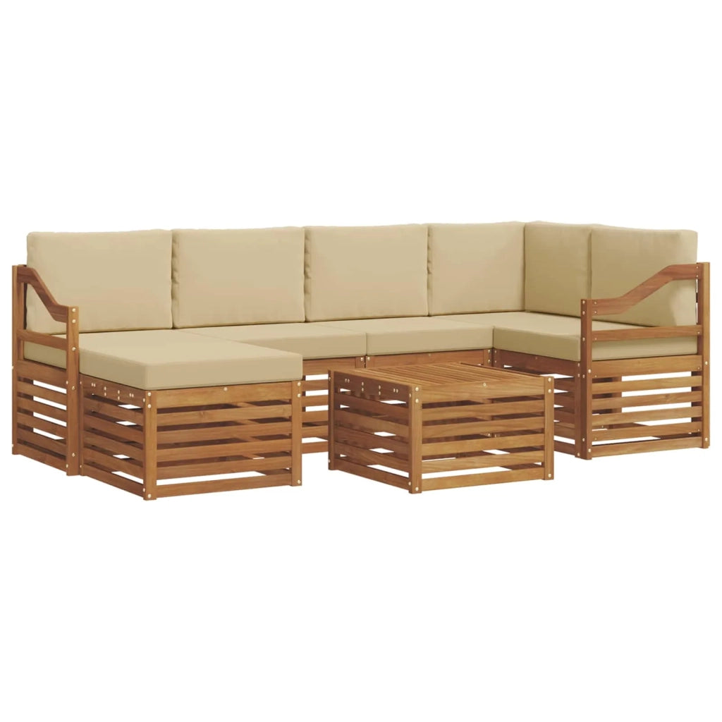 Set divano sezionale con cuscino 7 pcs Naturale e Beige 3375148