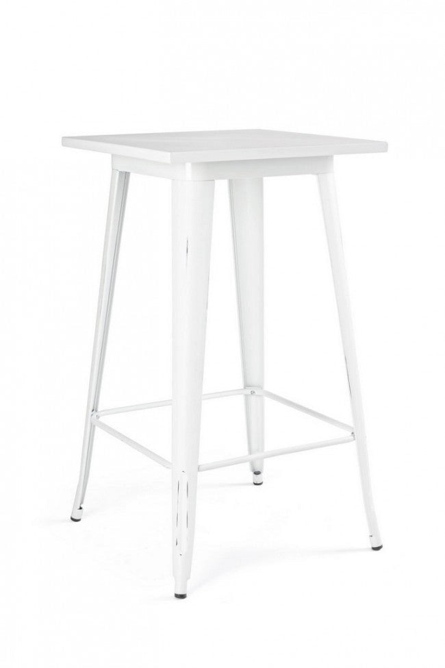 Tavolo Bar Minnesota Quadrato Bianco Ant H103 in Metallo