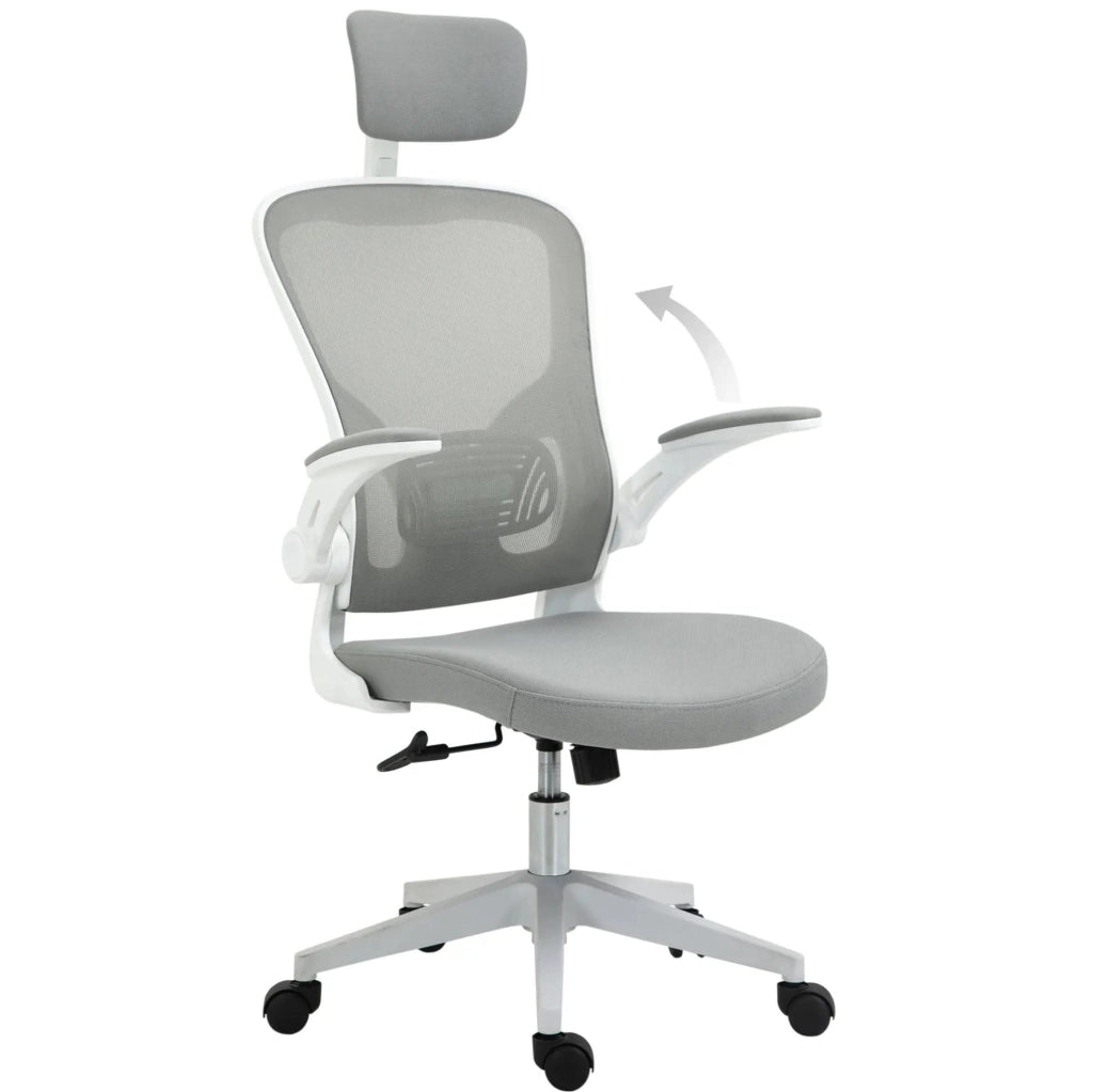 Sedia da ufficio ergonomica grigia con poggiatesta