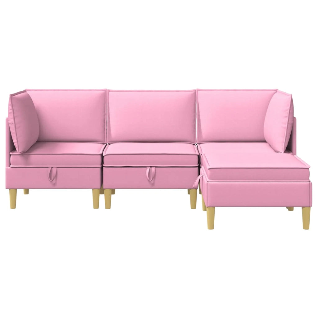 Set di divani modulari con spazio di archiviazione 4 pcs Rosa