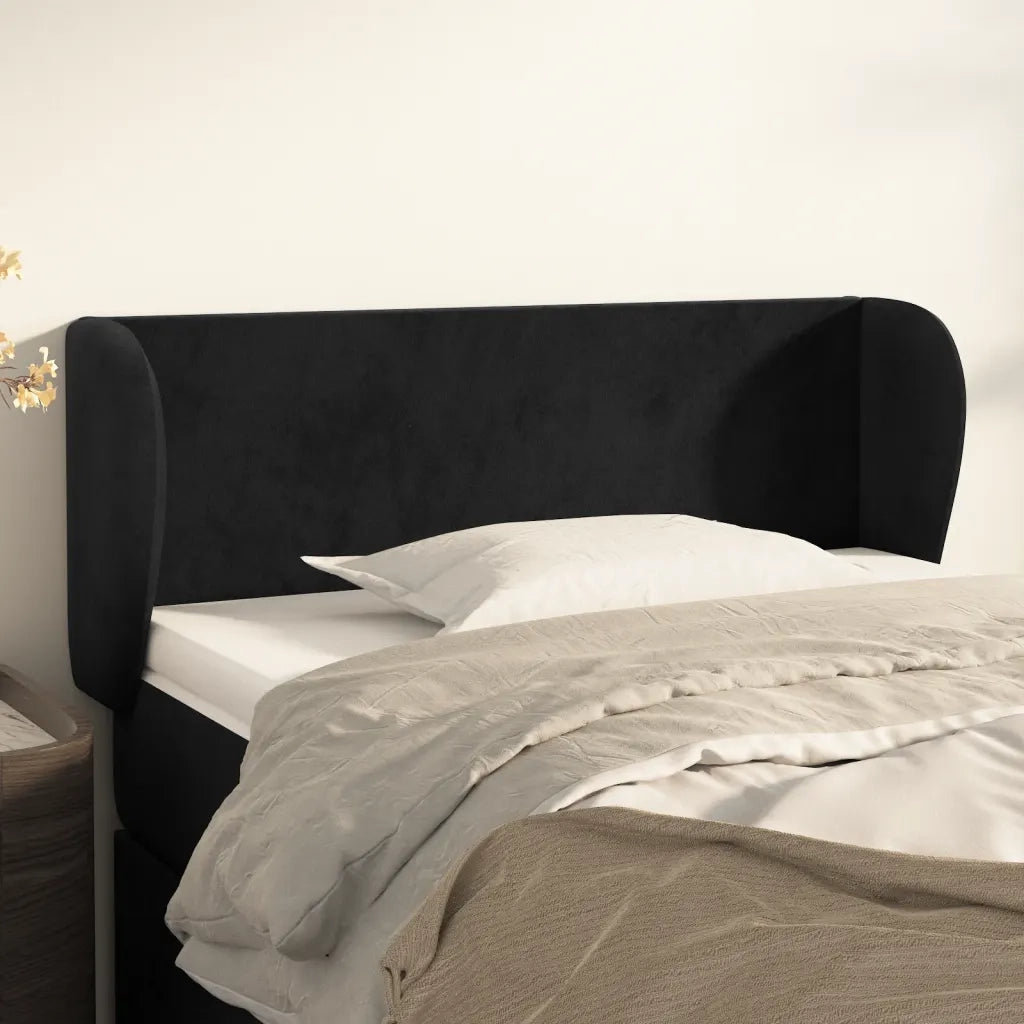 Testiera ad Orecchio-Testata con Orecchie Nera 83 x 23 x 78/88 cm in Velluto 175269