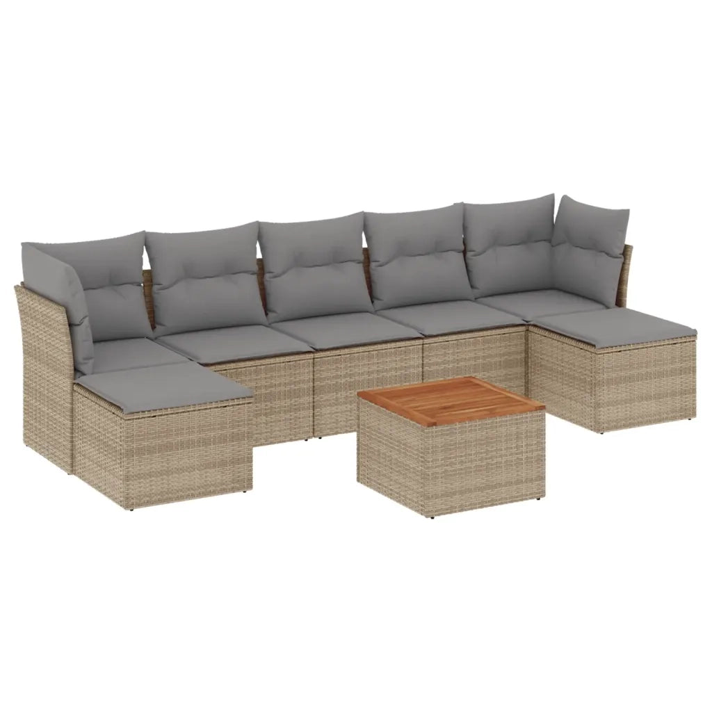 Set Divano da Giardino 8 pz con Cuscini Beige Misto Polyrattancod mxl 116890