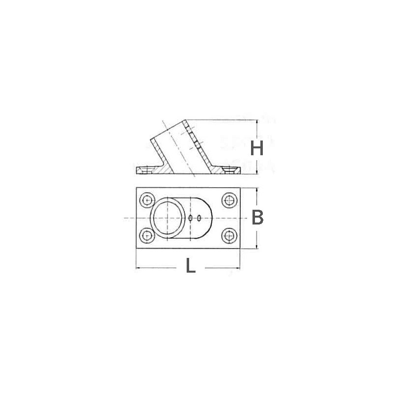 BASE RETT. INOX 60° Ø MM.25