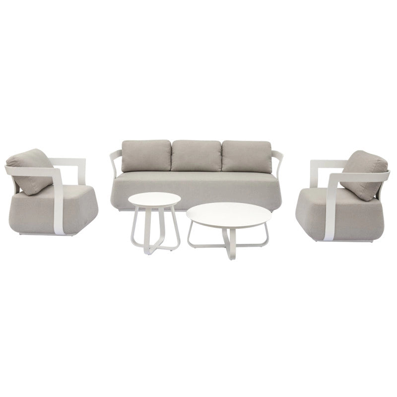 Salotto Monaco Alluminio Bianco Cuscini Alti Beige Moia