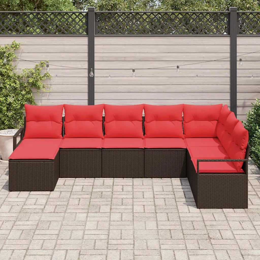 Set di divani con cuscino 8 pcs Marrone polyrattan