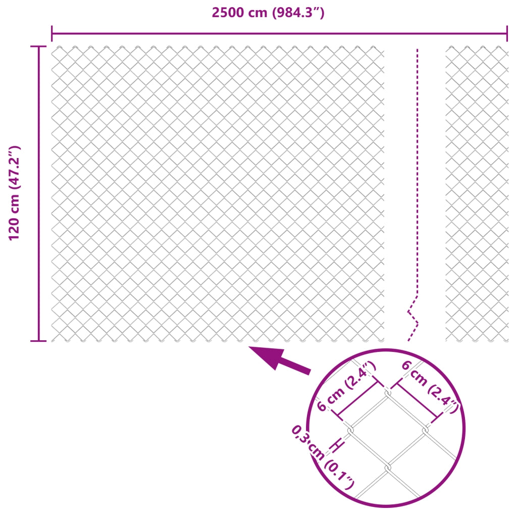 Recinzione a Maglie Chain Grigia 1.2x25 m Acciaio