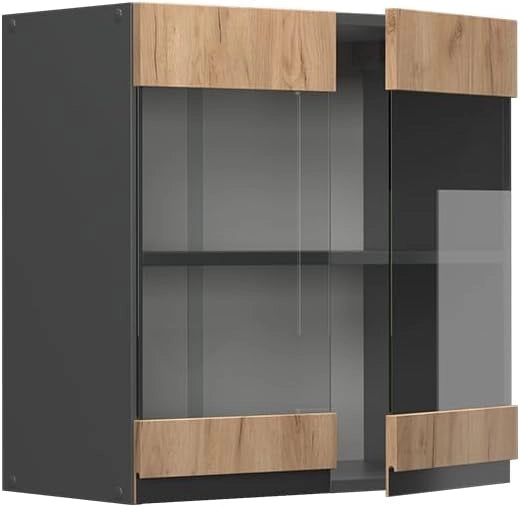 Mobile da cucina in vetro R-Line, Quercia dorata, 60 cm Forma a J, per la libera combinazione all'interno di sistemi cucina modulari
