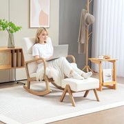 Poltrona a dondolo con sgabello; 65x96x94.5 cm; movimento 35°; in poliestere; bianco crema