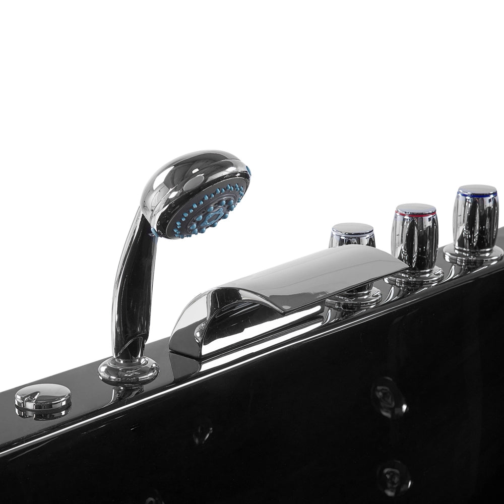 Vasca Idromassaggio Nero Sanitario Acrilico Illuminato a LED Curvo versione destra Doppio 158 x 113 cm