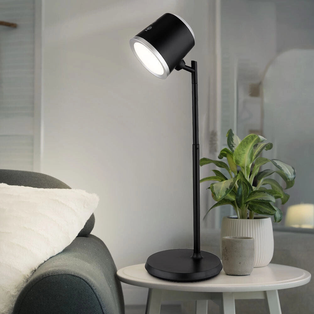 Trade Shop - Lampada Doppio Uso Scrivania Applique A Led 6w Touch Dimmerabile 3 Colorazioni Bl-1005 - Nero