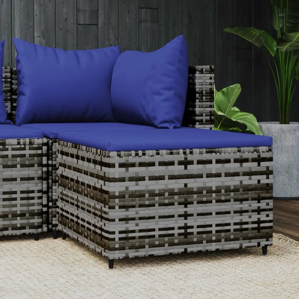 Poggiapiedi da Giardino con Cuscino in Polyrattan Grigio CFW6622782