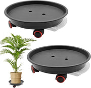Set di 2 Plantenwagens con Ruote - Capacità di Carico 110 lbs - Altezza dei Pali 35 cm - Carrello per Piante con Contenitore d'Acqua (Grigio Scuro)