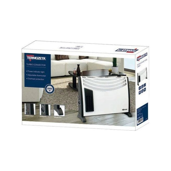 Termozeta TZR17 stufetta elettrica Interno Nero, Bianco 2000 W Stufa elettrica a convezione