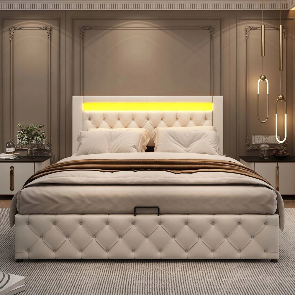 Letto con cassetto 140x200 - Xylo - Luci LED, sollevamento idraulico