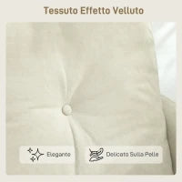 Divano 2 Posti Moderno con Schienale Trapuntato a Bottoni e Rivestimento in Velluto, 124x73x92 cm, Crema