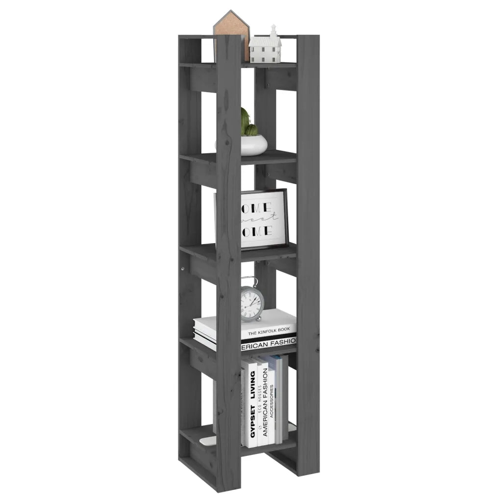 Libreria/Divisorio Grigio 41x35x160 cm Legno Massello di Pino 813871