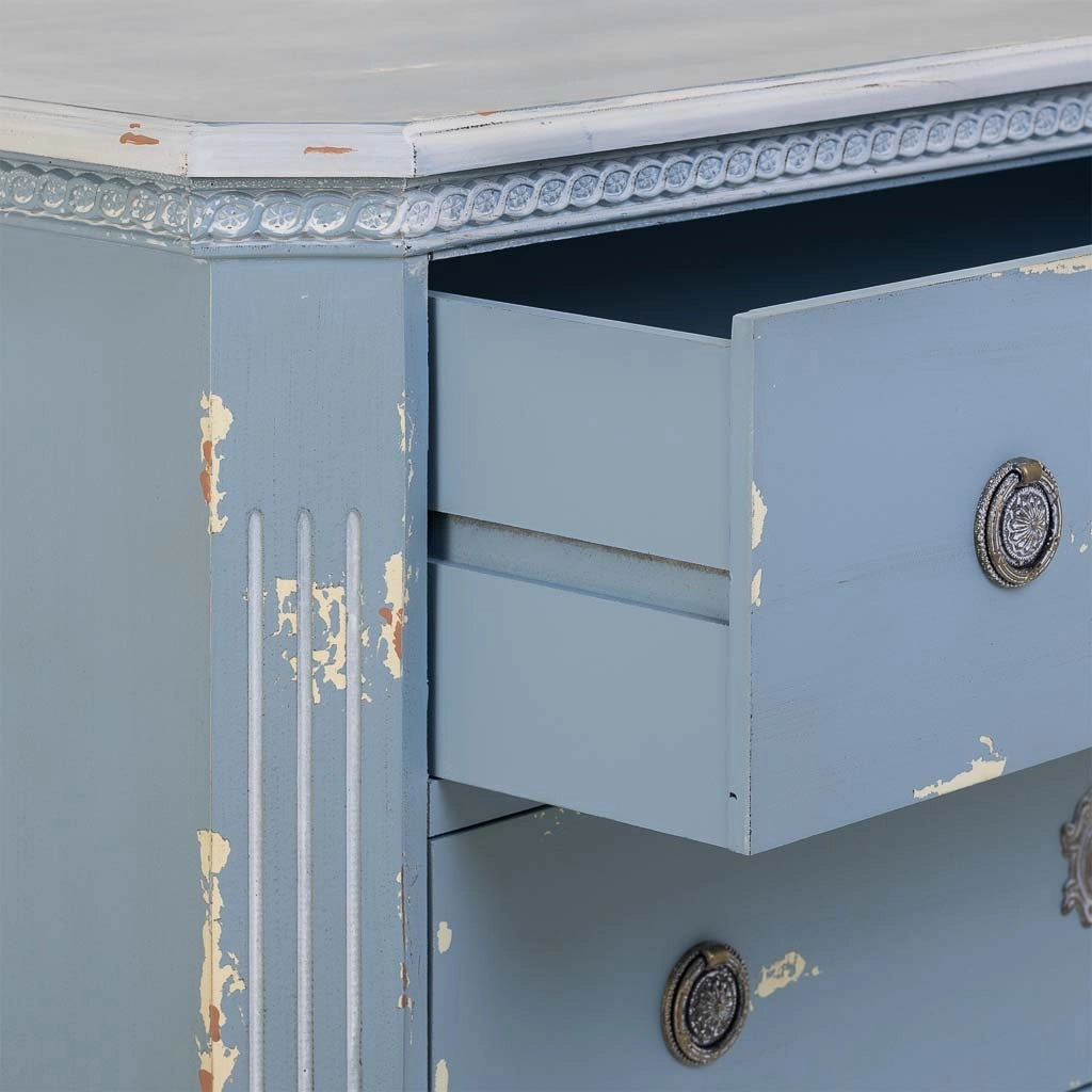 Cassettiera in legno blu con 3 cassetti 92x46x81h cm