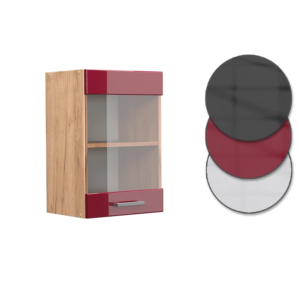 Vicco Mobile da cucina in vetro Rosso lucido 40 cm
