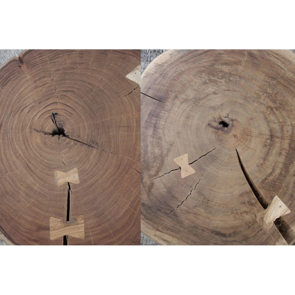 Tavolino basso NOMA rotondo 60 cm in legno massiccio di acacia – Tavolino basso design con piede in metallo discreto