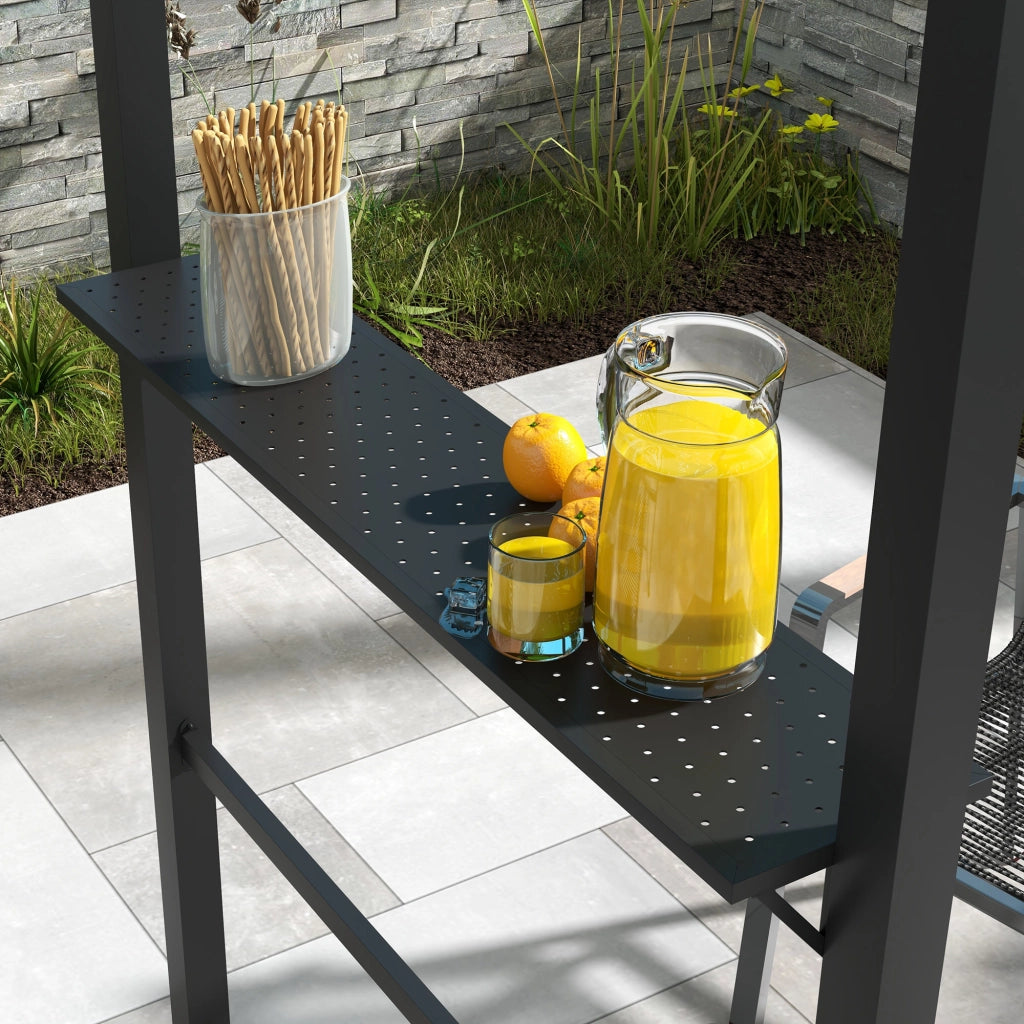 Padiglione barbecue grill 1.1 x 2.3 m impermeabile tetto in poliestere mensole laterali struttura in acciaio colore kaki adatto per griglie fino a 100 cm