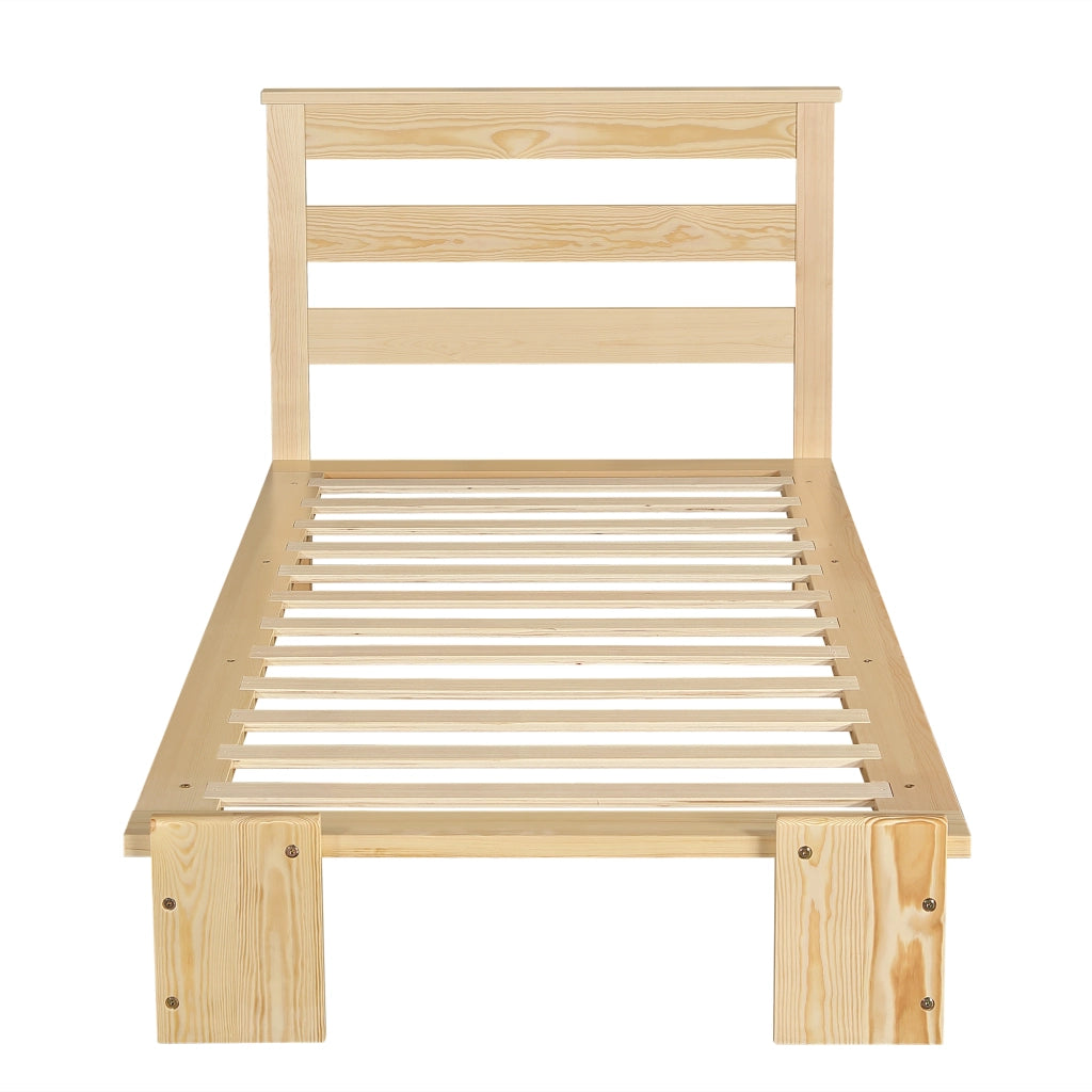 Letto Singolo Imbottito con Testiera ¨C MINIMAL ¨C Pino/Multistrato, 90x200, Naturale
