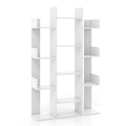 Libreria ad albero decorativo autoportante con 13 ripiani aperti-Scaffale per libri da angolo alta 141cm Bianco