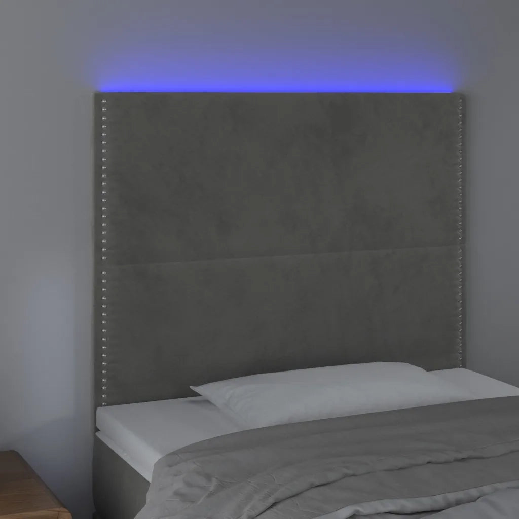 Testiera a LED-Testata con LED Grigio Chiaro 100x5x118/128 cm in Velluto 958940