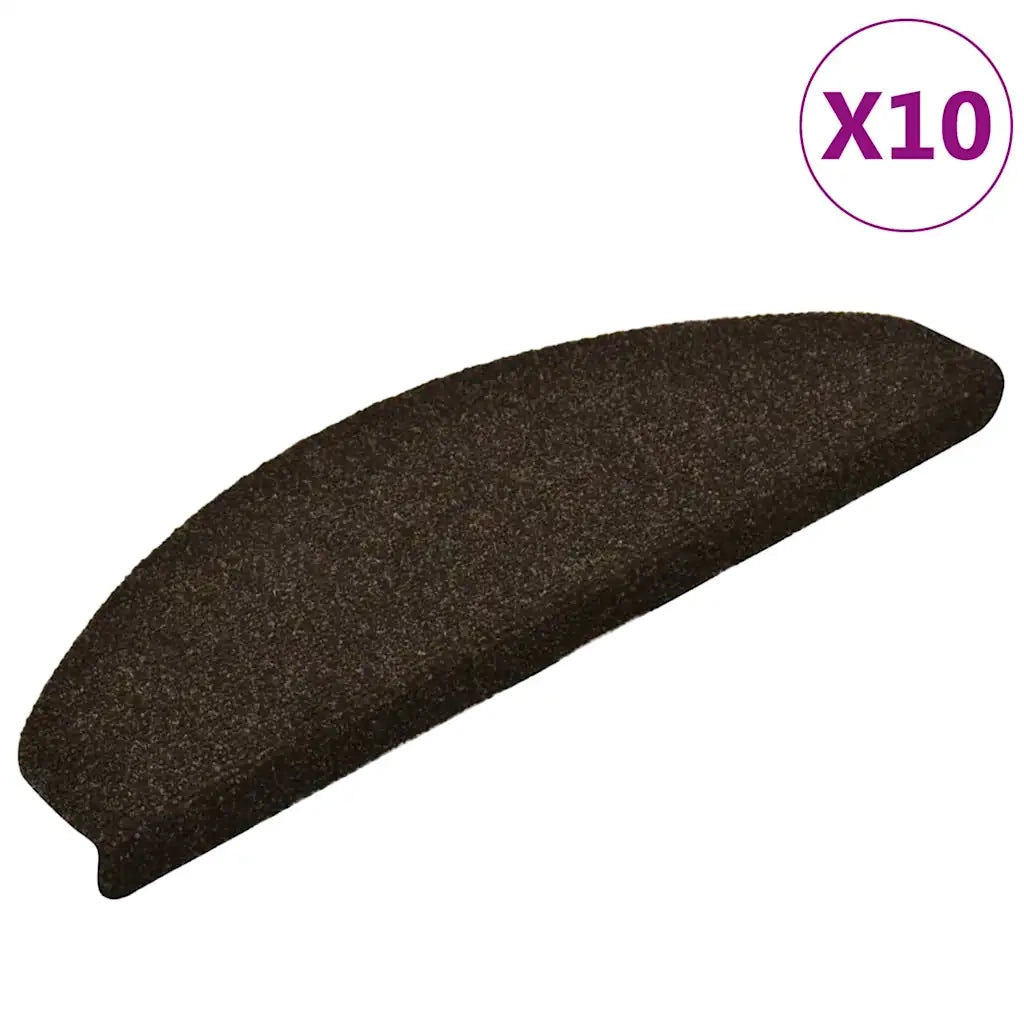 Tappetini per scale autoadesivi 10 pz 65x21x4 cm marrone scuro semicircolari grandi 149711