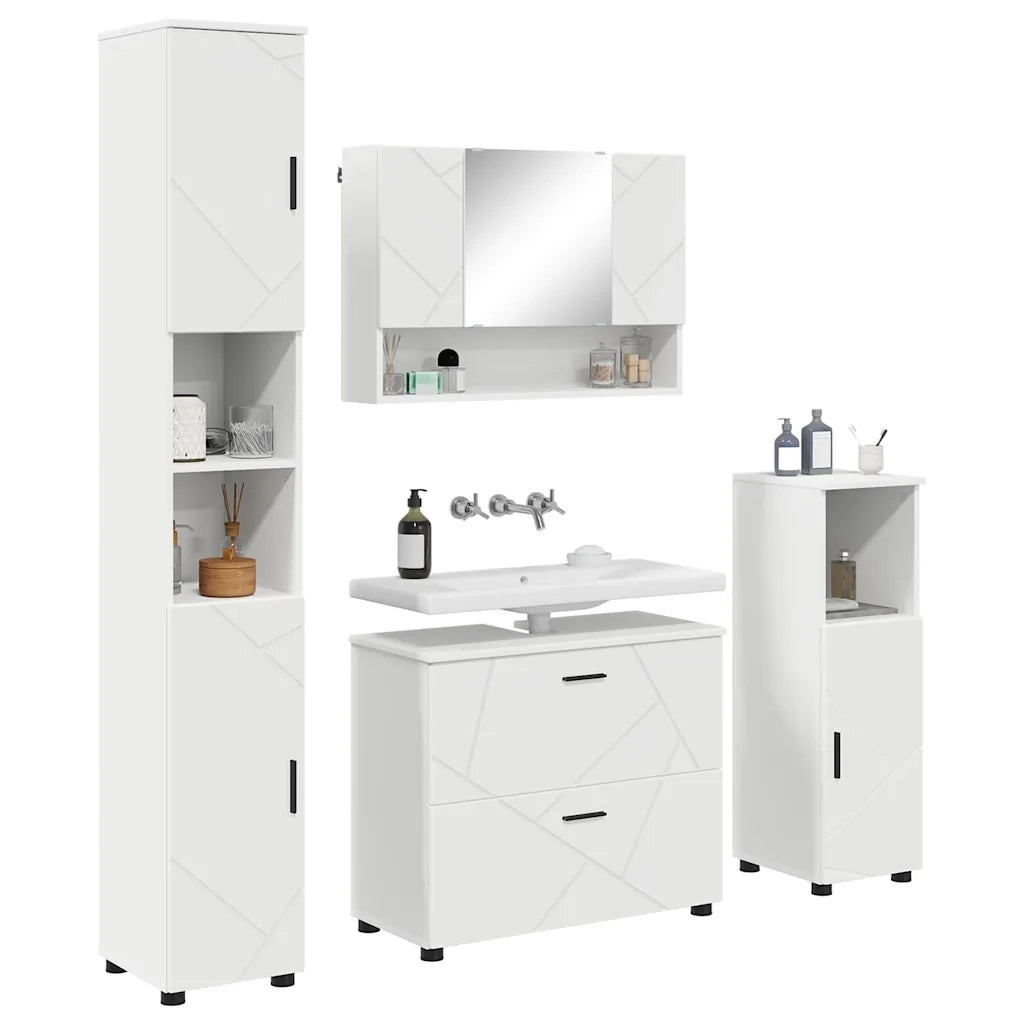 Set di mobili per il bagno con cassetto con porta 4 pcs Bianco 3393043