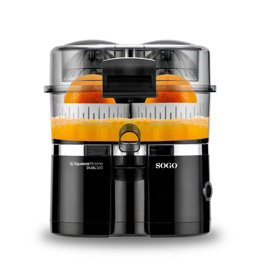 Spremiagrumi elettrico doppio 100W con 2 coni e funzione automatica auto lift, filtro senza polpa e taglia arance - Sogo