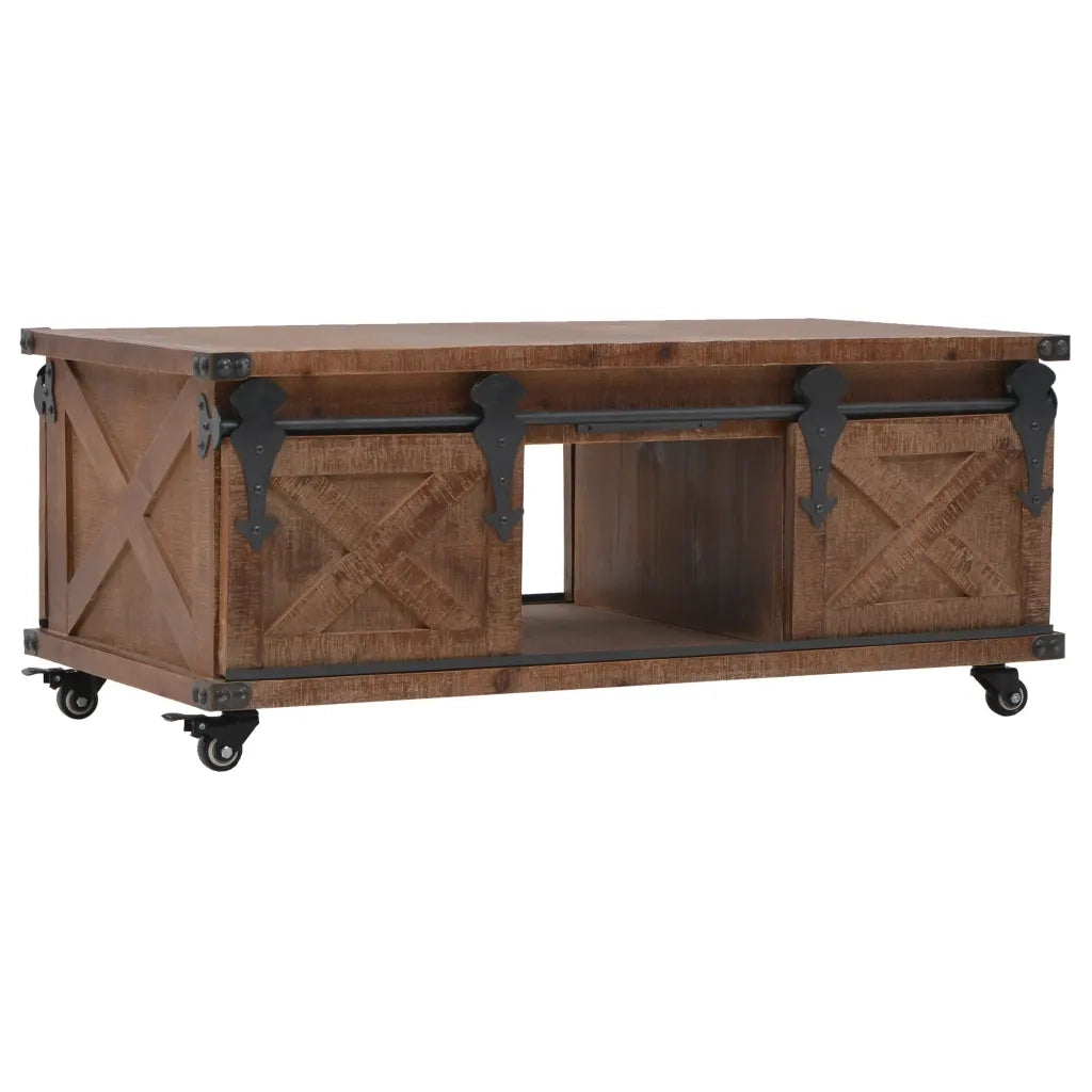 Tavolino da CaffÃ¨ in Legno Massello di Abete 91x51x38cm Marrone cod mxl 12027